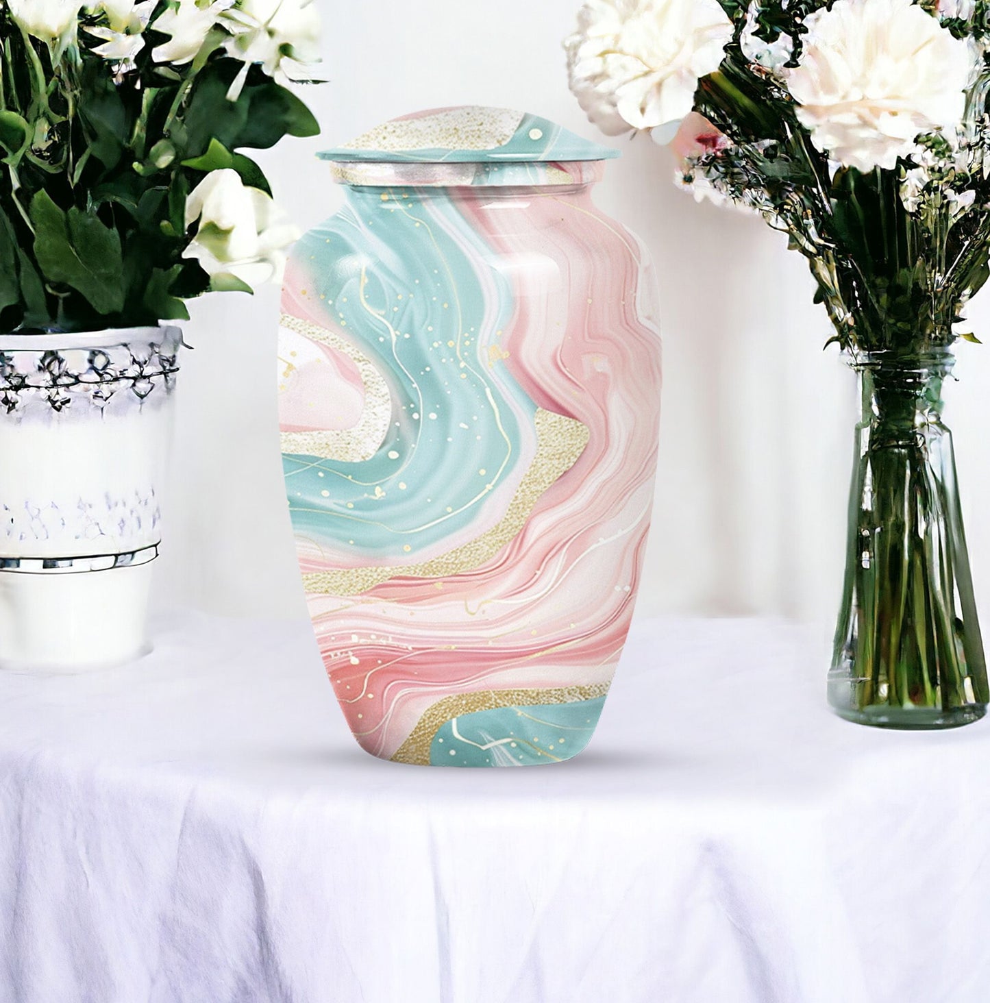 Abstract Urn, classic aluminium cremation funeral urn