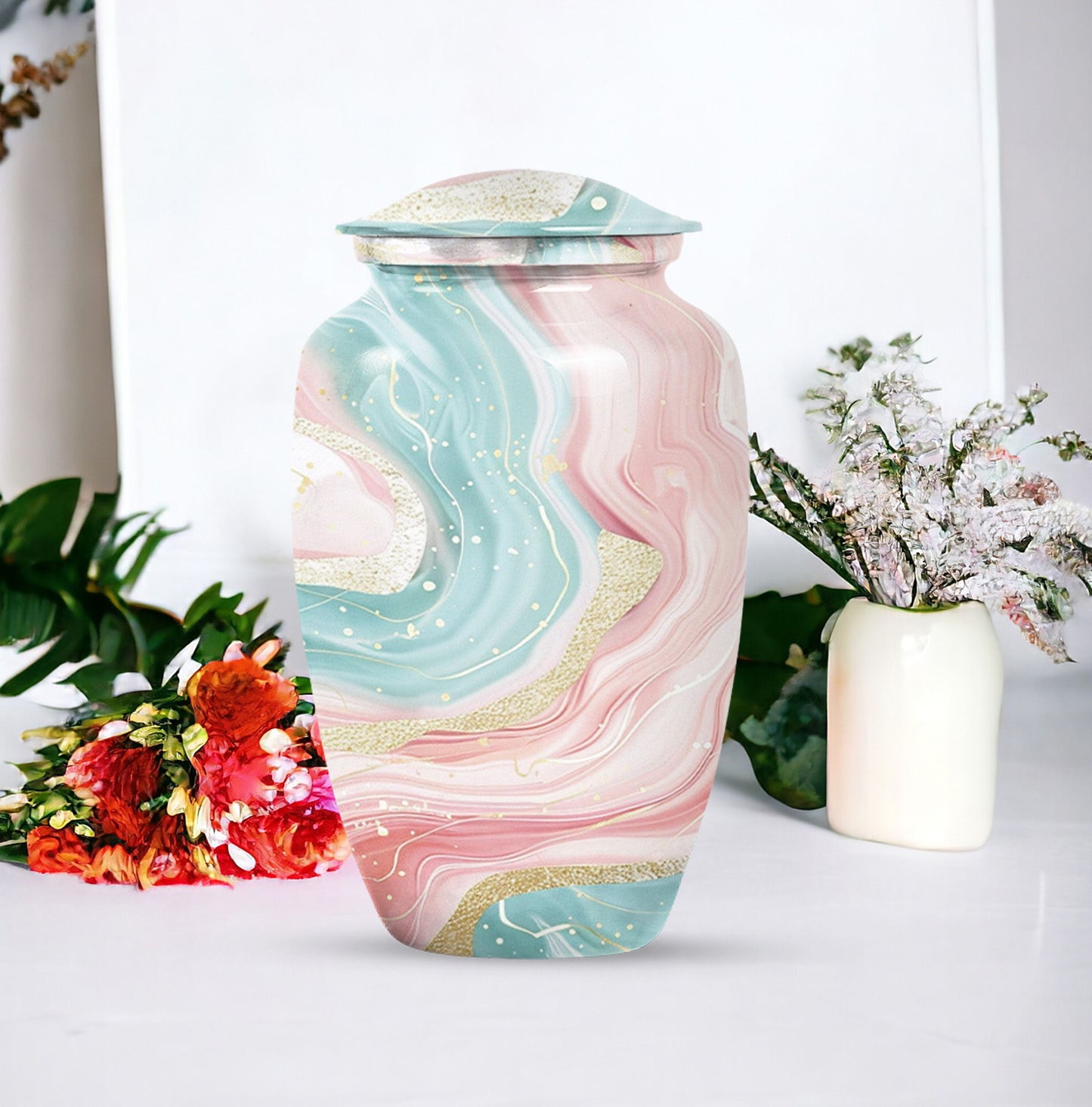 Abstract Urn, classic aluminium cremation funeral urn