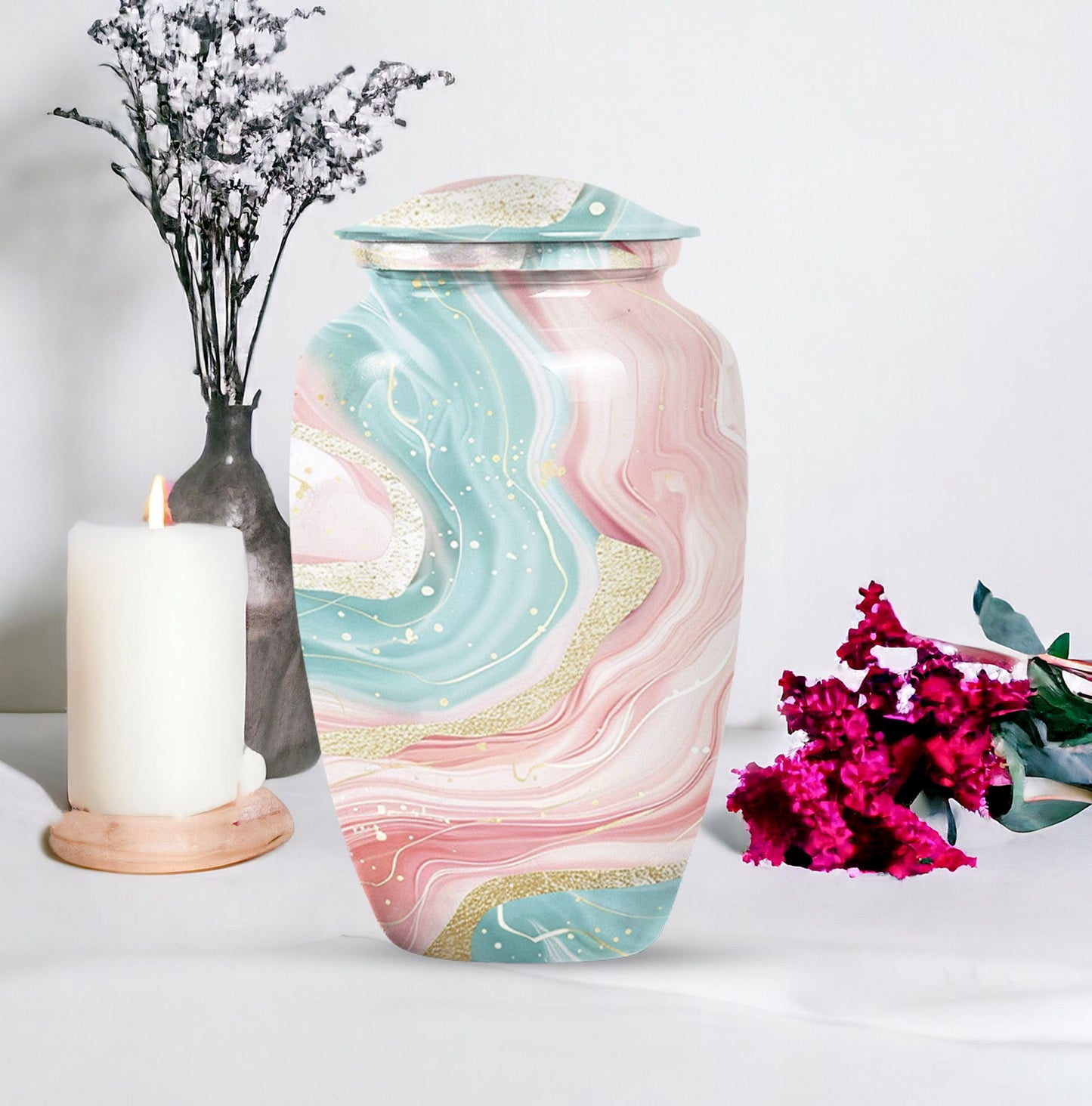 Abstract Urn, classic aluminium cremation funeral urn
