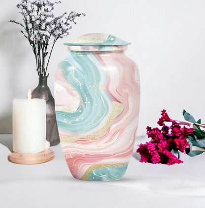 Abstract Urn, classic aluminium cremation funeral urn