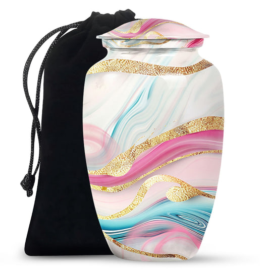 Abstract Classic Urn, an aluminium large funeral burial urn.