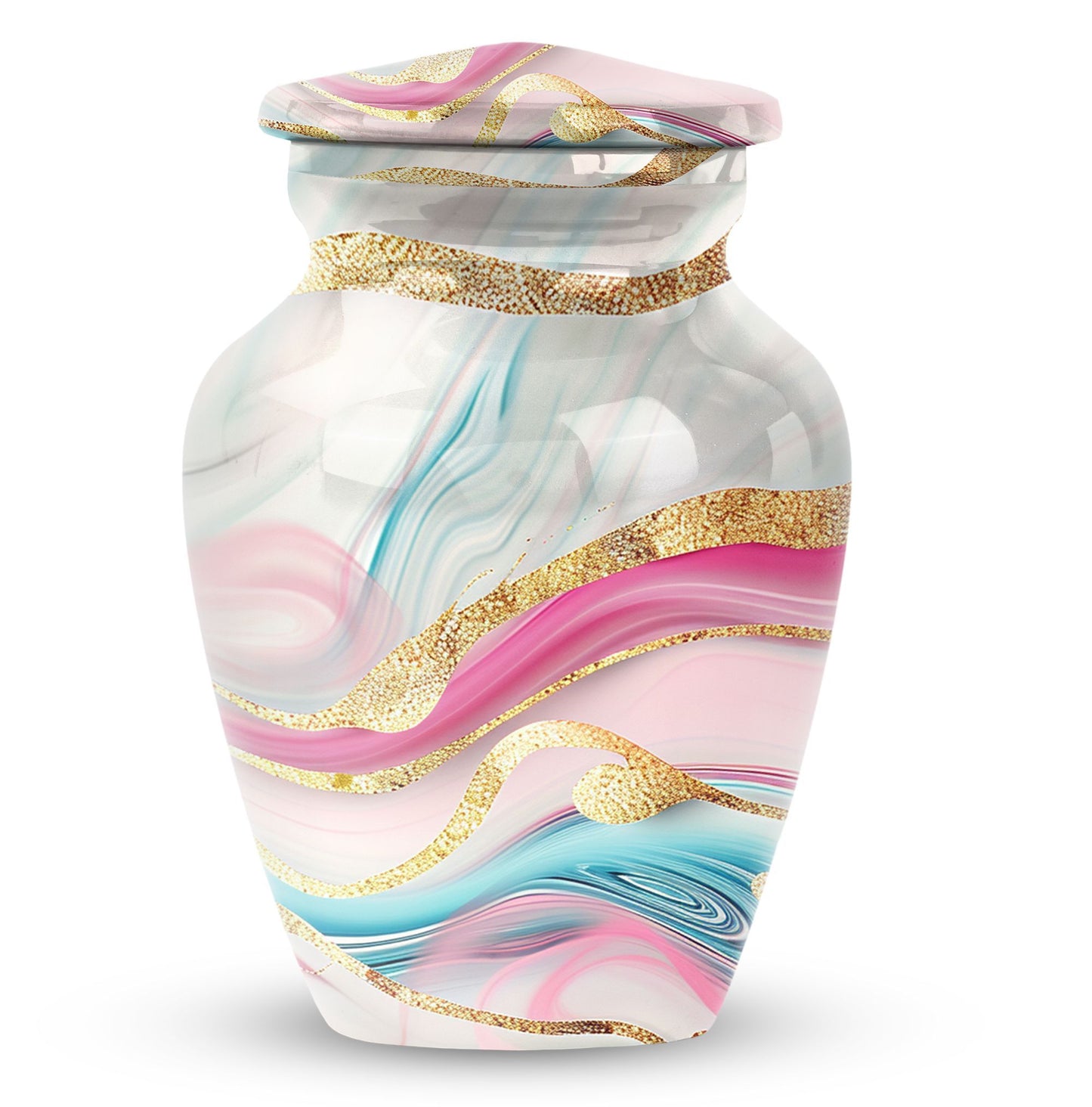 Abstract Classic Urn, an aluminium large funeral burial urn.