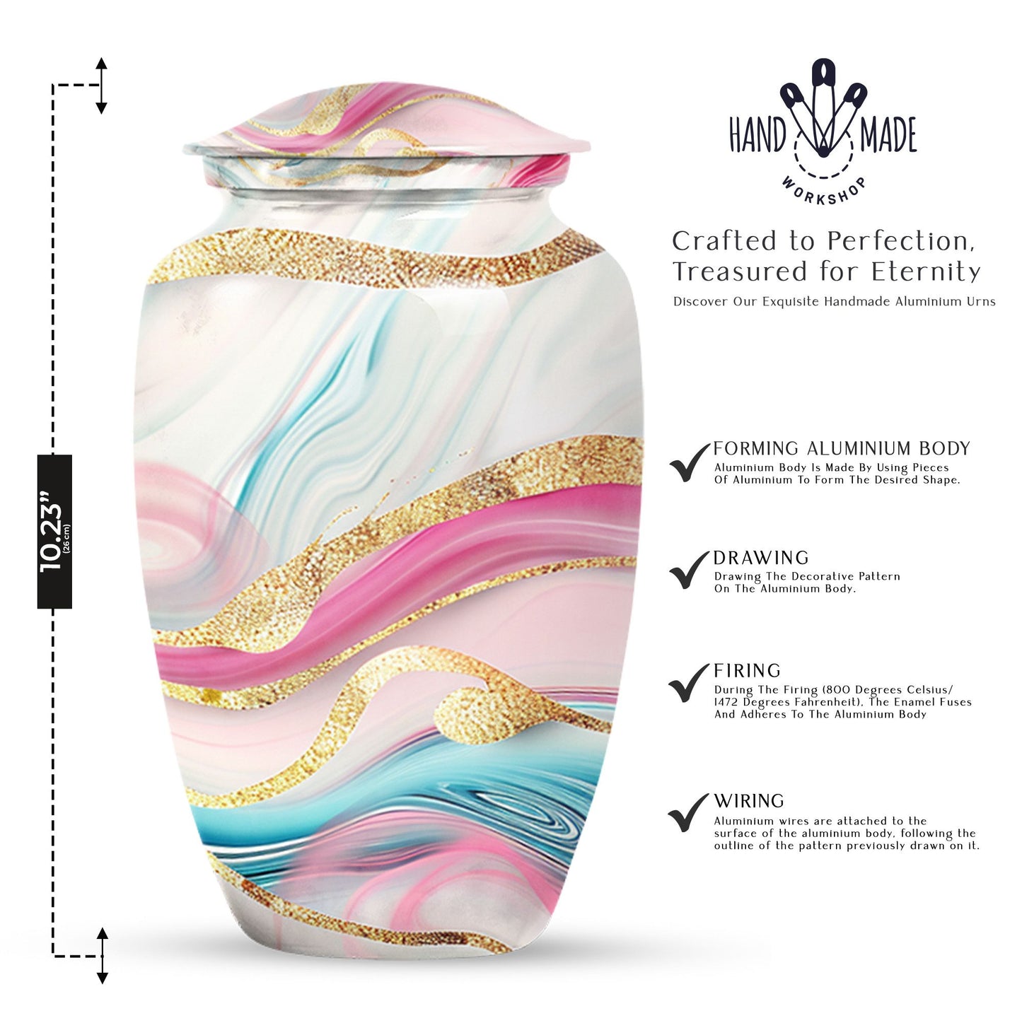 Abstract Classic Urn, an aluminium large funeral burial urn.