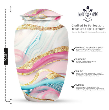 Abstract Classic Urn, an aluminium large funeral burial urn.