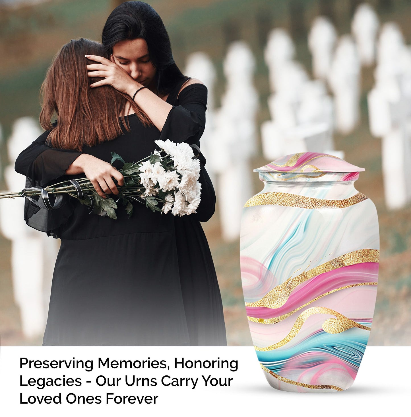 Abstract Classic Urn, an aluminium large funeral burial urn.