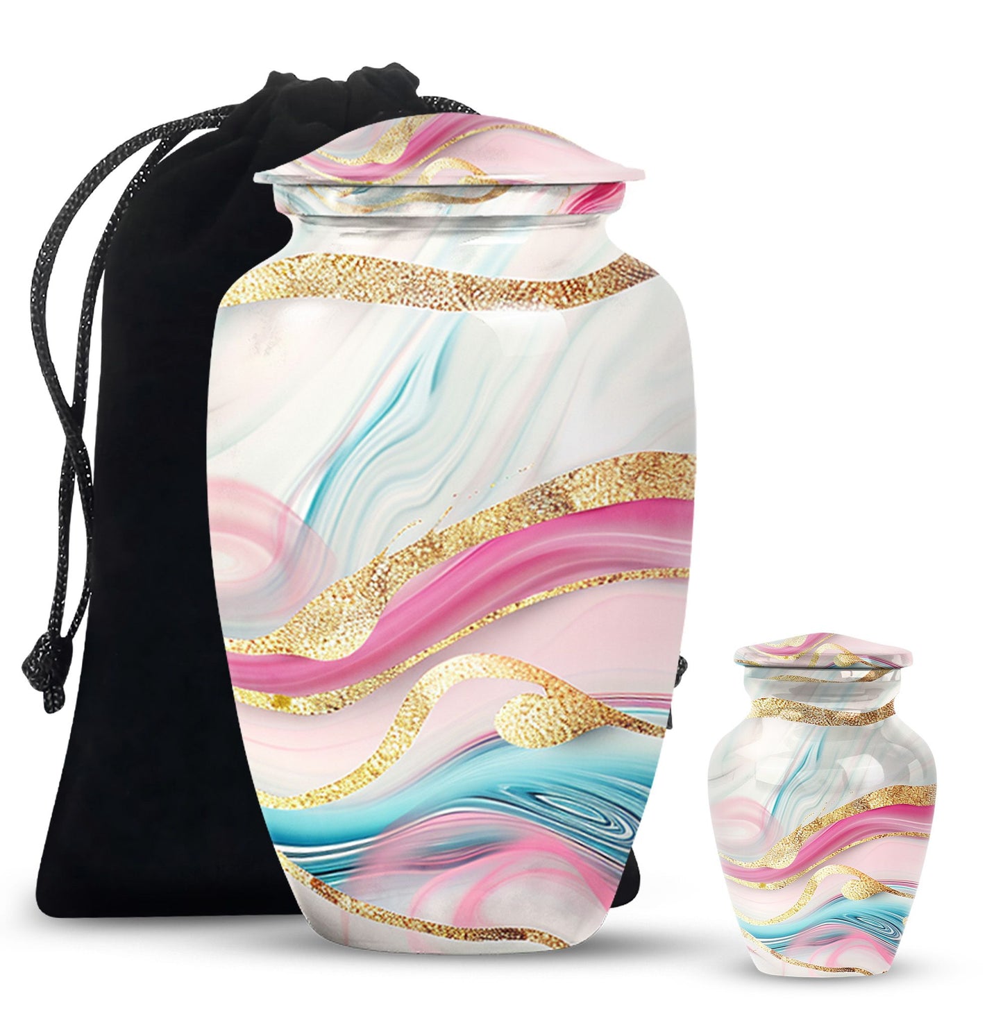 Abstract Classic Urn, an aluminium large funeral burial urn.