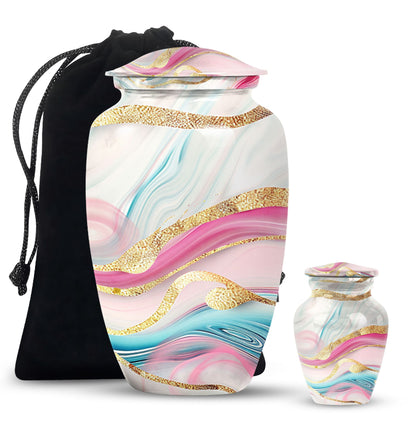 Abstract Classic Urn, an aluminium large funeral burial urn.