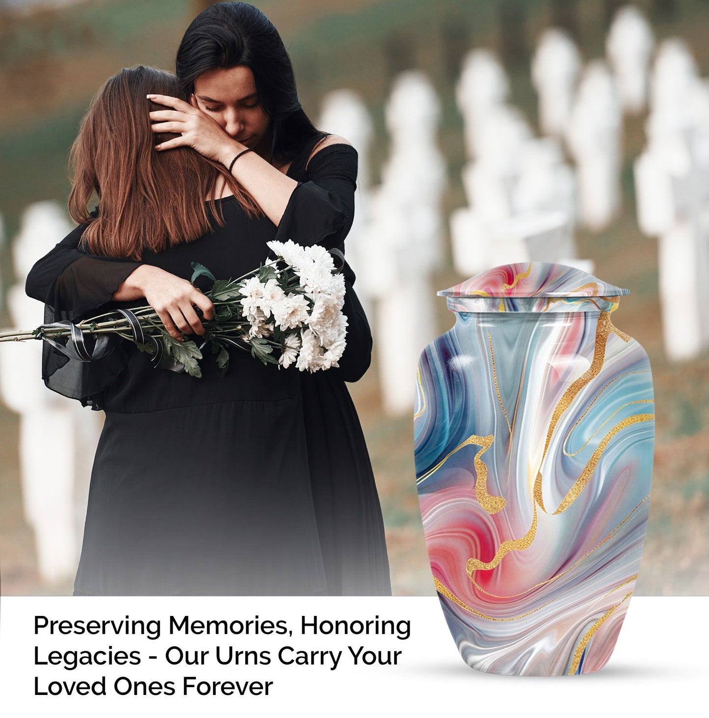  Classic abstract urn, burial urn for cremation ashes