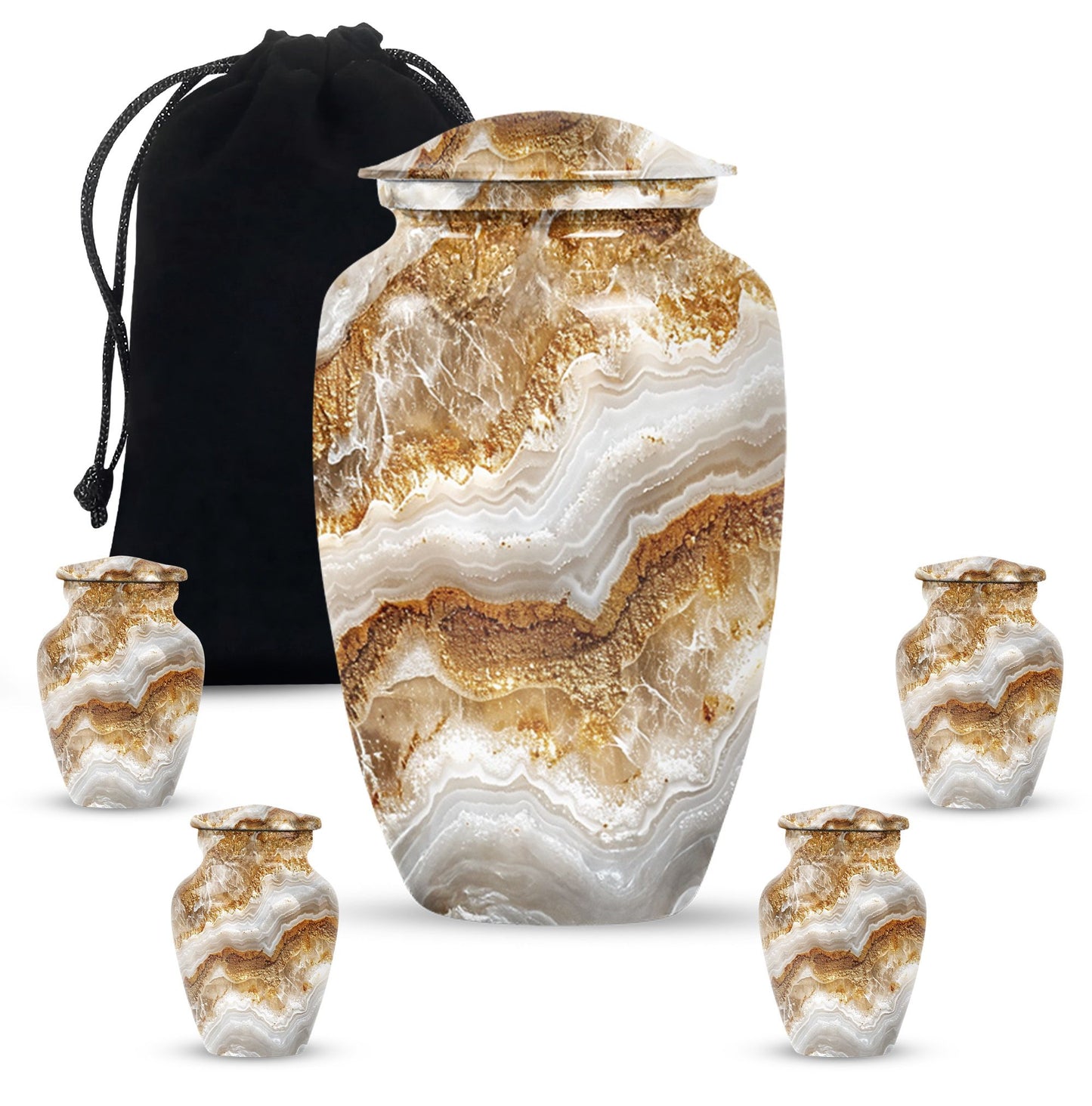 Classic Abstract Urn made of aluminium for cremation ashes.
