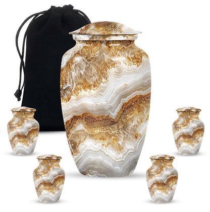 Classic Abstract Urn made of aluminium for cremation ashes.