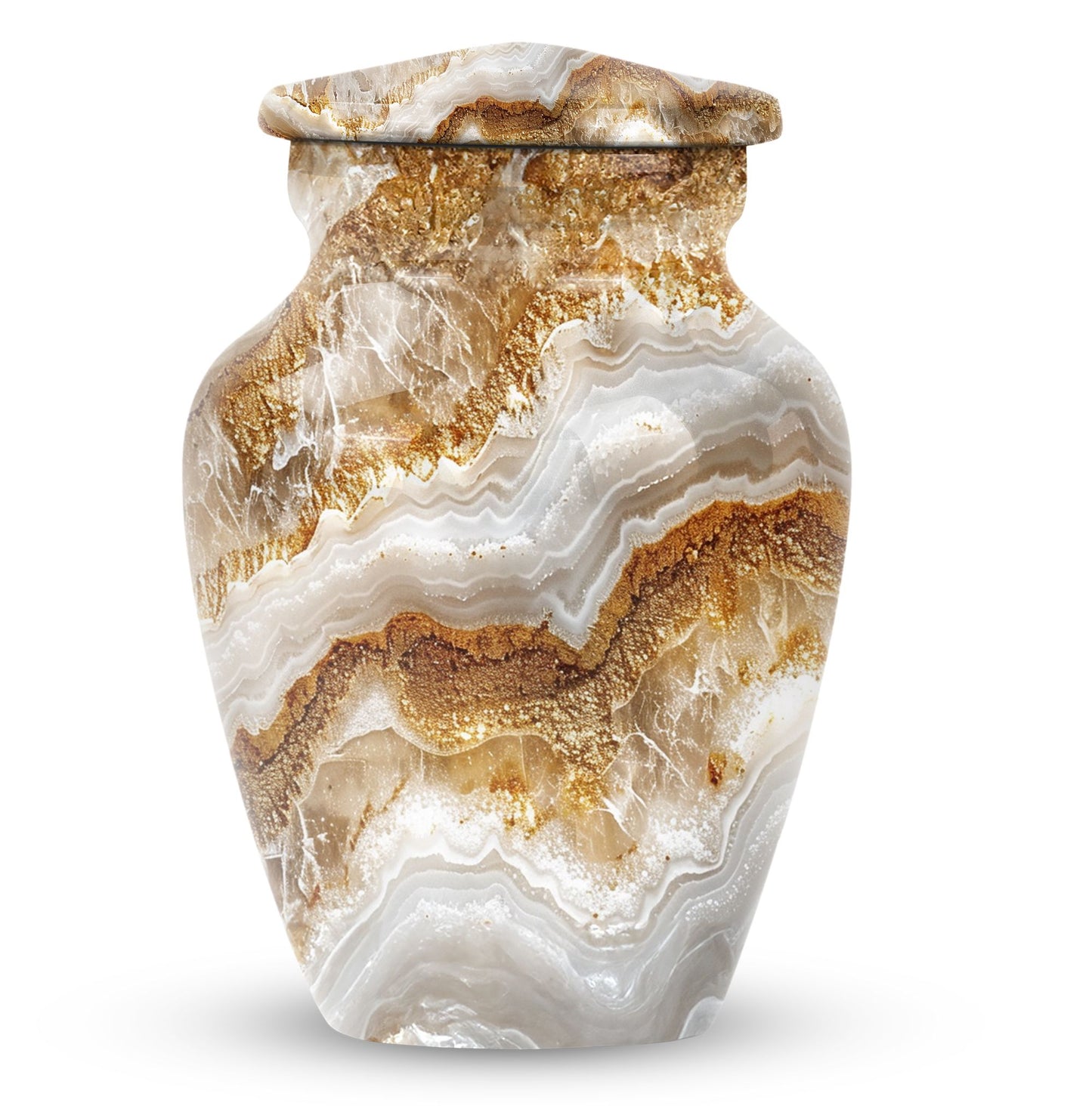 Classic Abstract Urn made of aluminium for cremation ashes.