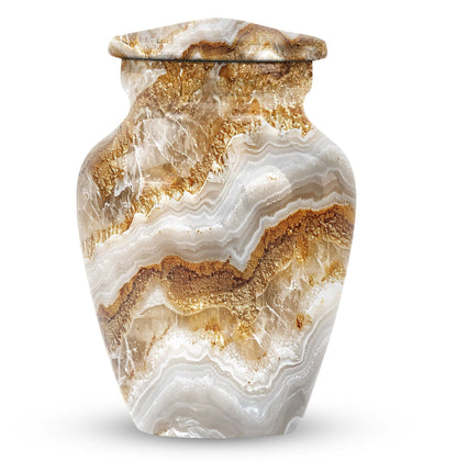 Classic Abstract Urn made of aluminium for cremation ashes.