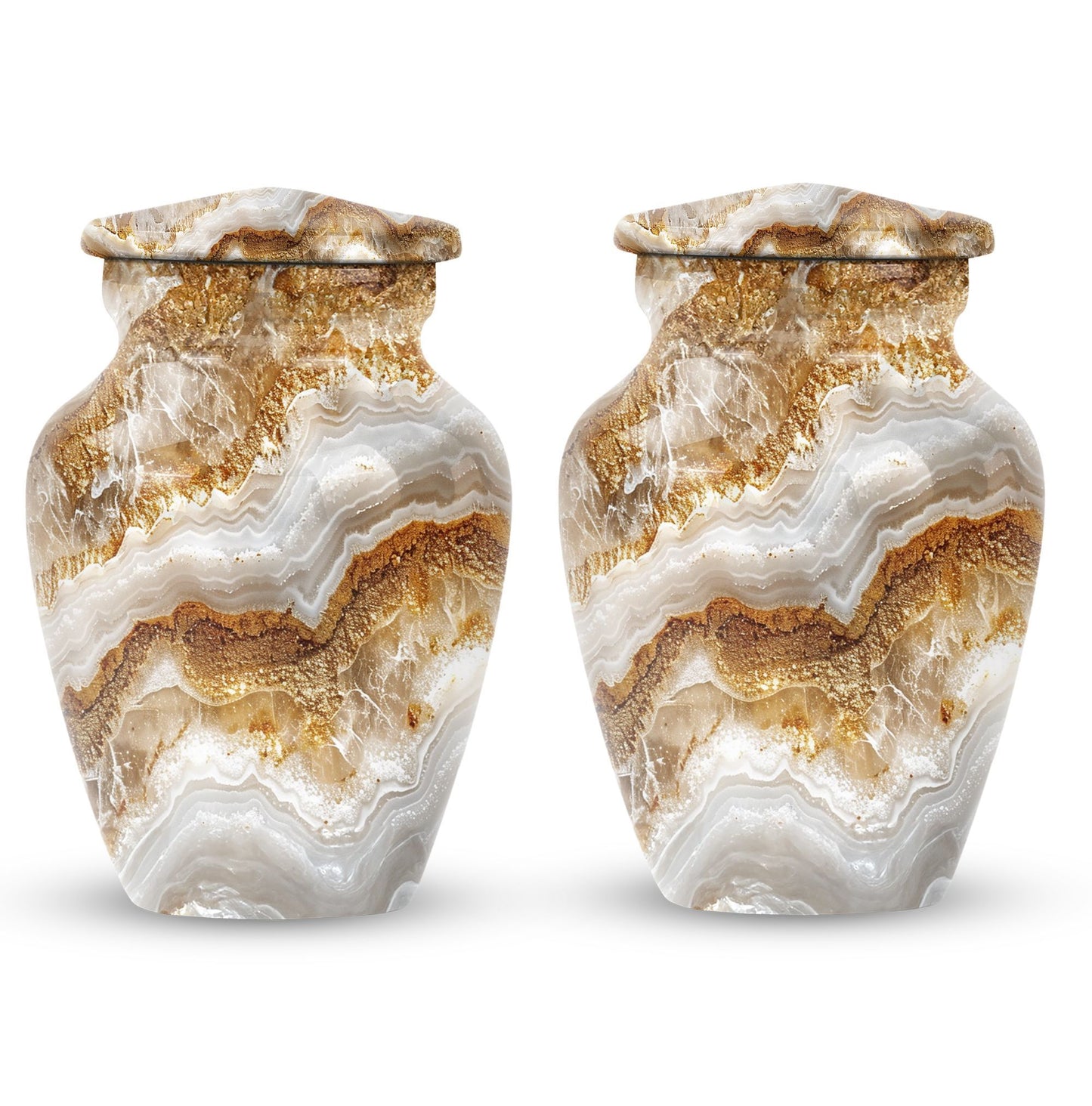 Classic Abstract Urn made of aluminium for cremation ashes.