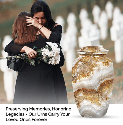 Classic Abstract Urn made of aluminium for cremation ashes.