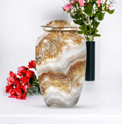 Classic Abstract Urn made of aluminium for cremation ashes.