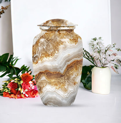 Classic Abstract Urn made of aluminium for cremation ashes.
