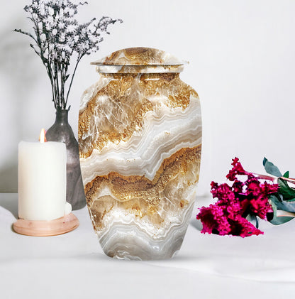 Classic Abstract Urn made of aluminium for cremation ashes.