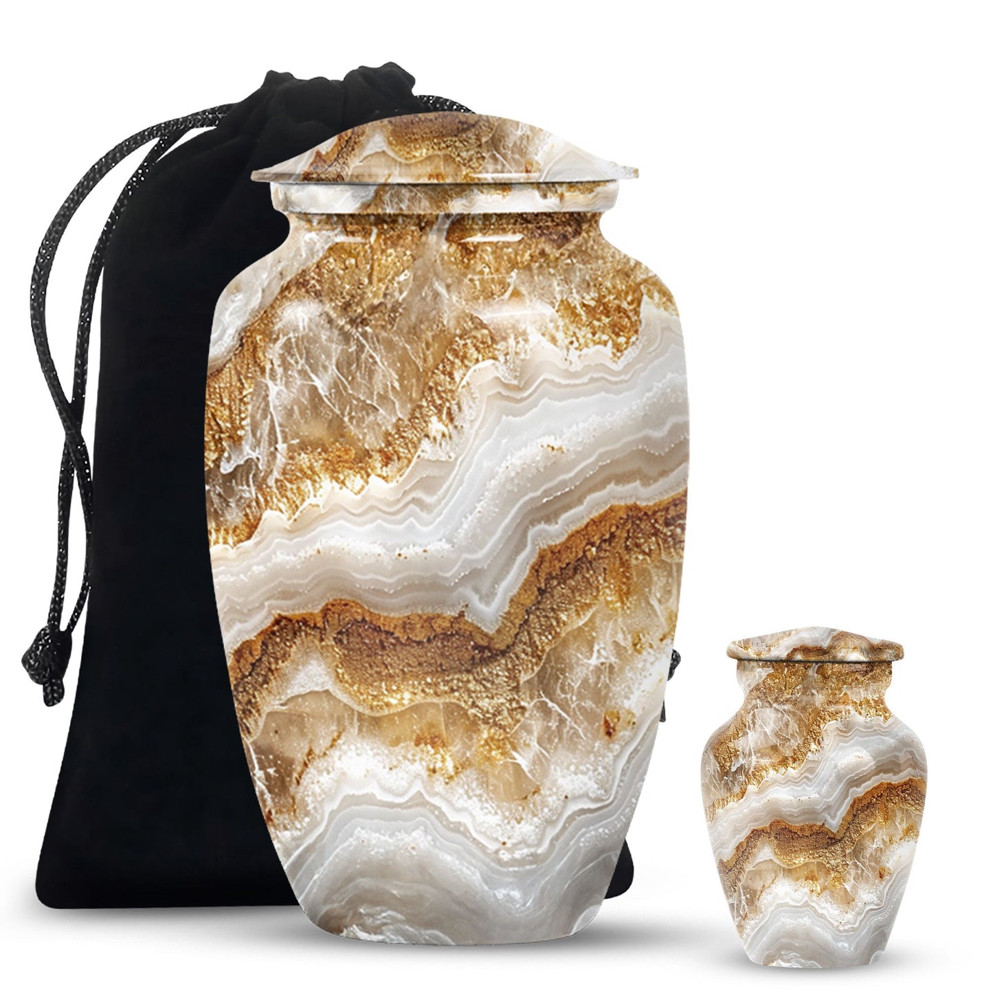 Classic Abstract Urn made of aluminium for cremation ashes.