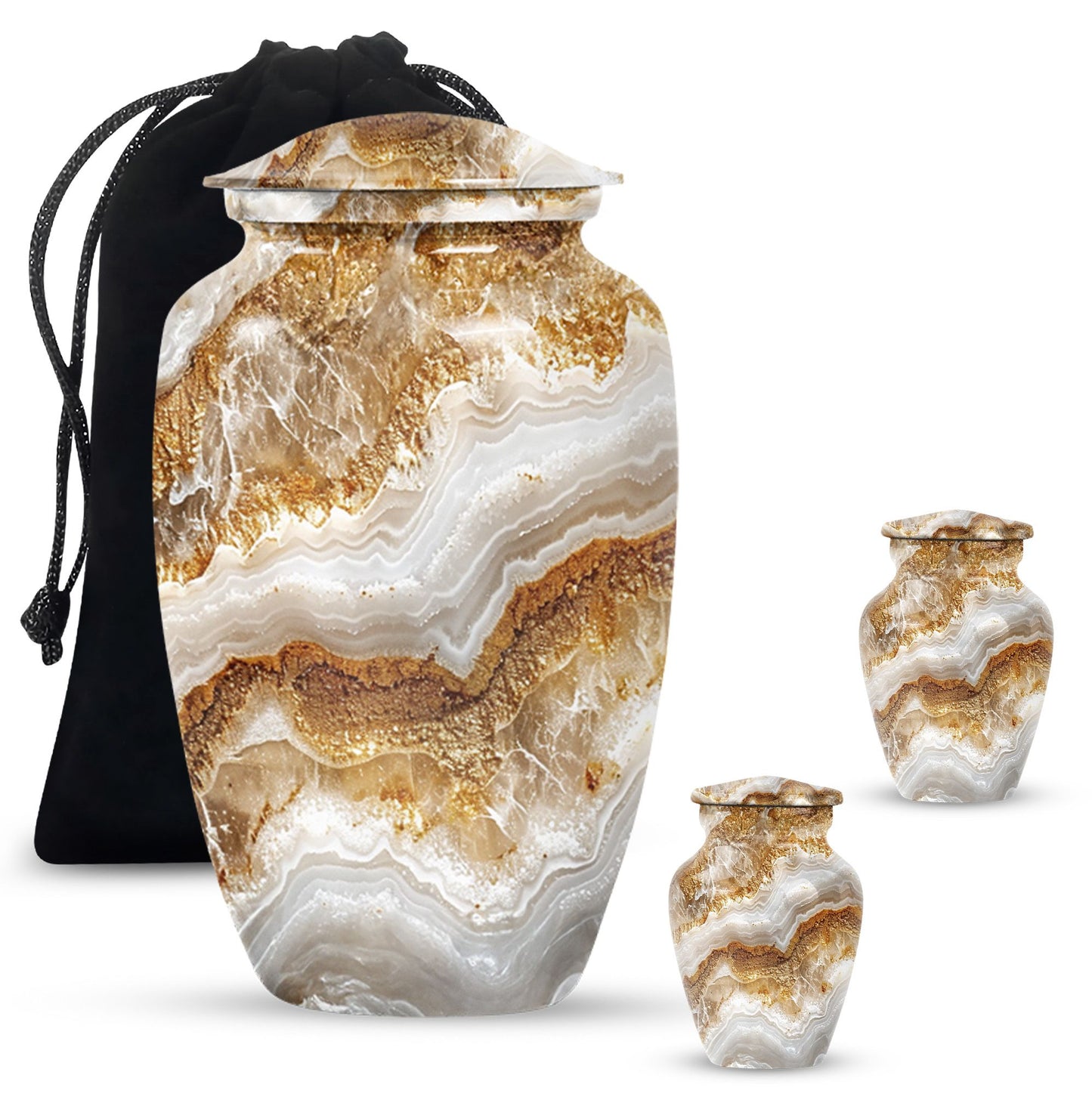 Classic Abstract Urn made of aluminium for cremation ashes.