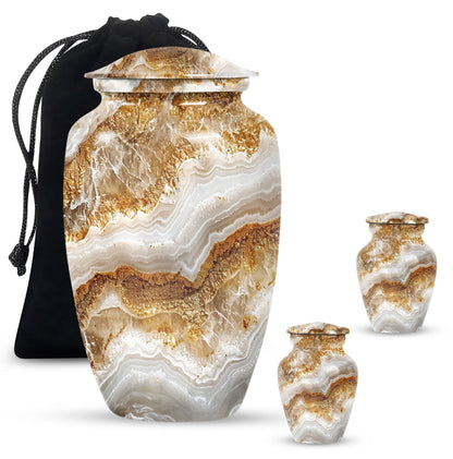Classic Abstract Urn made of aluminium for cremation ashes.