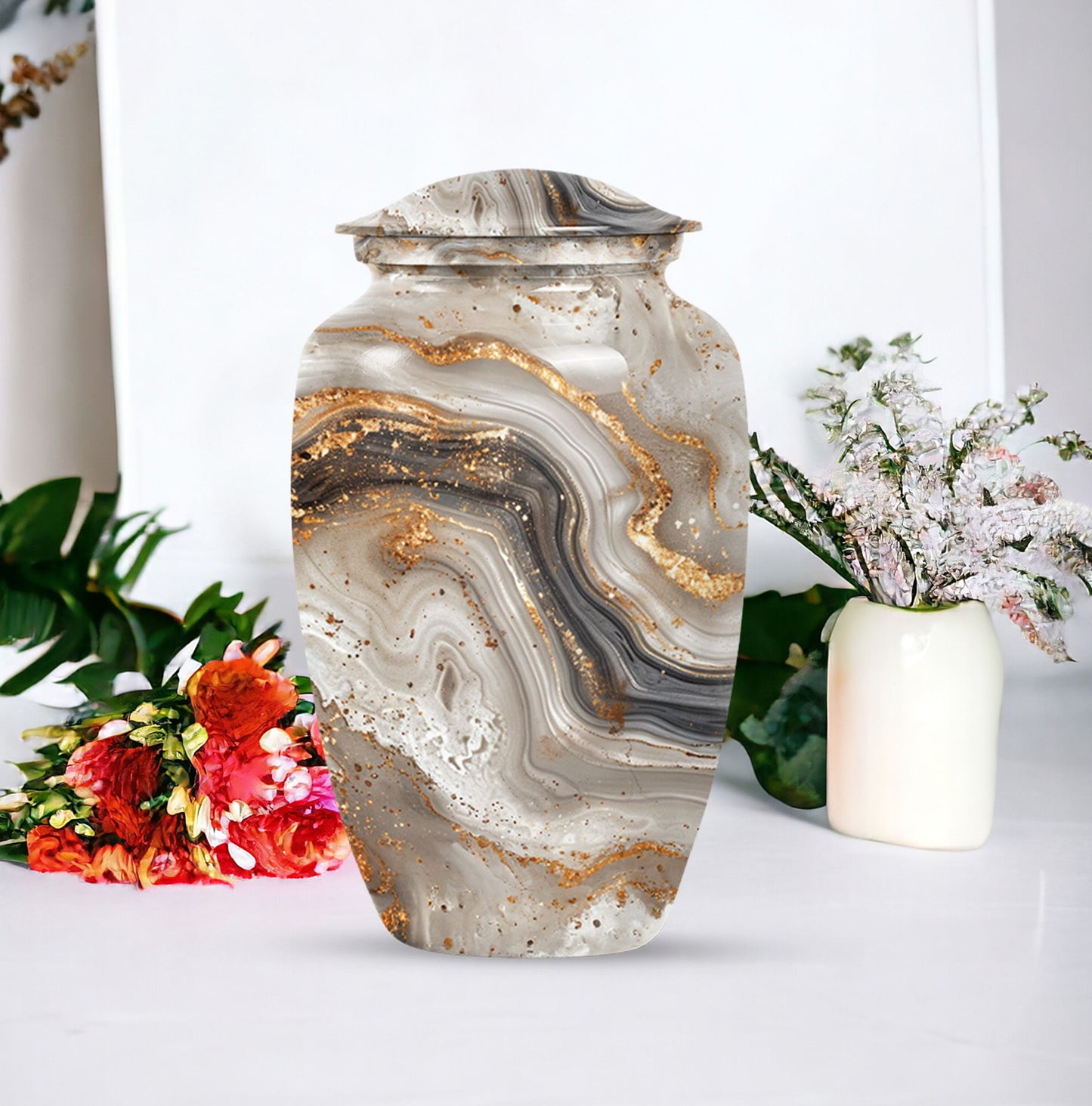Vibrant Swirl Urn, large funeral urn for human ashes