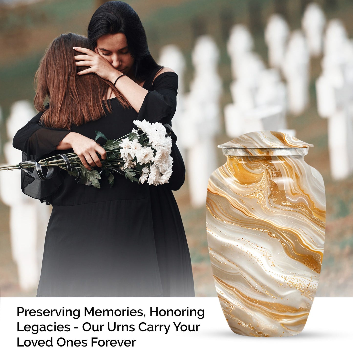 Vibrant Swirl Urn, classic cremation urn for burial ashes