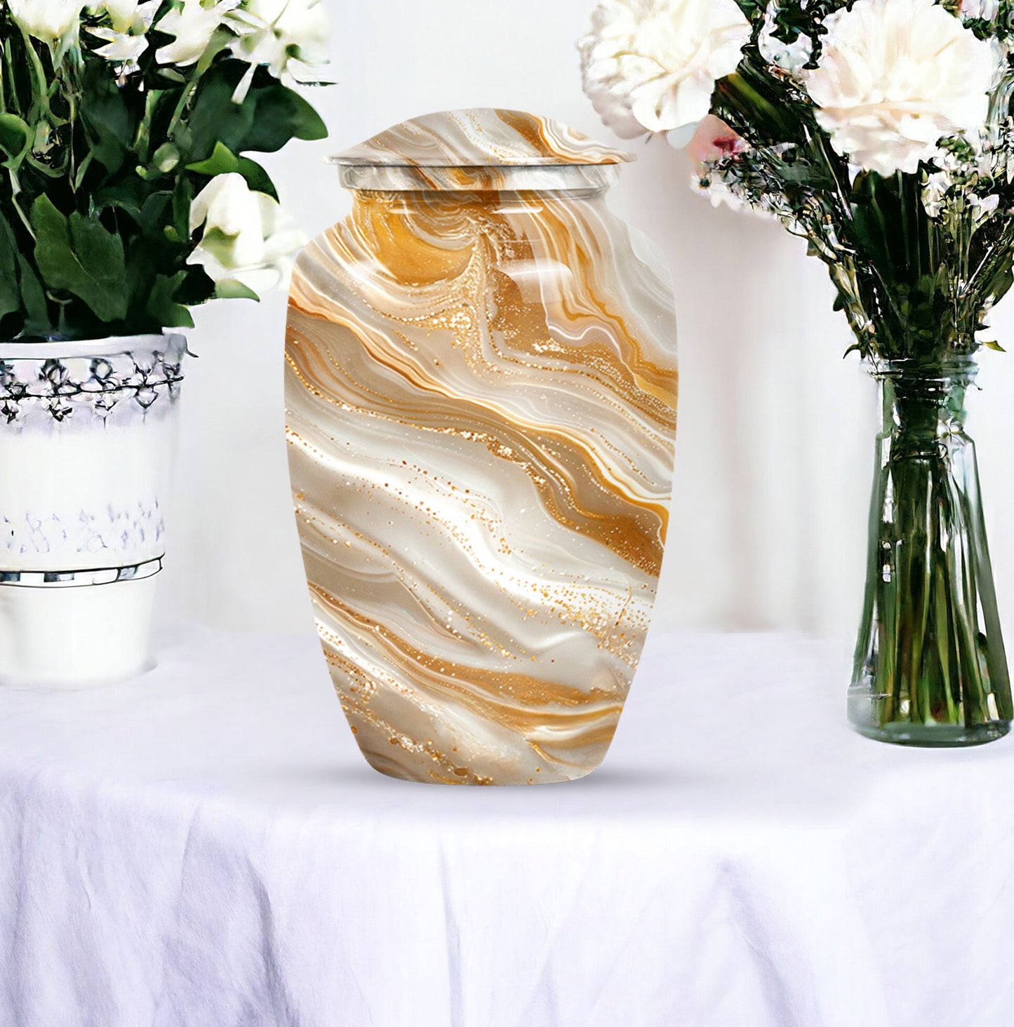 Vibrant Swirl Urn, classic cremation urn for burial ashes