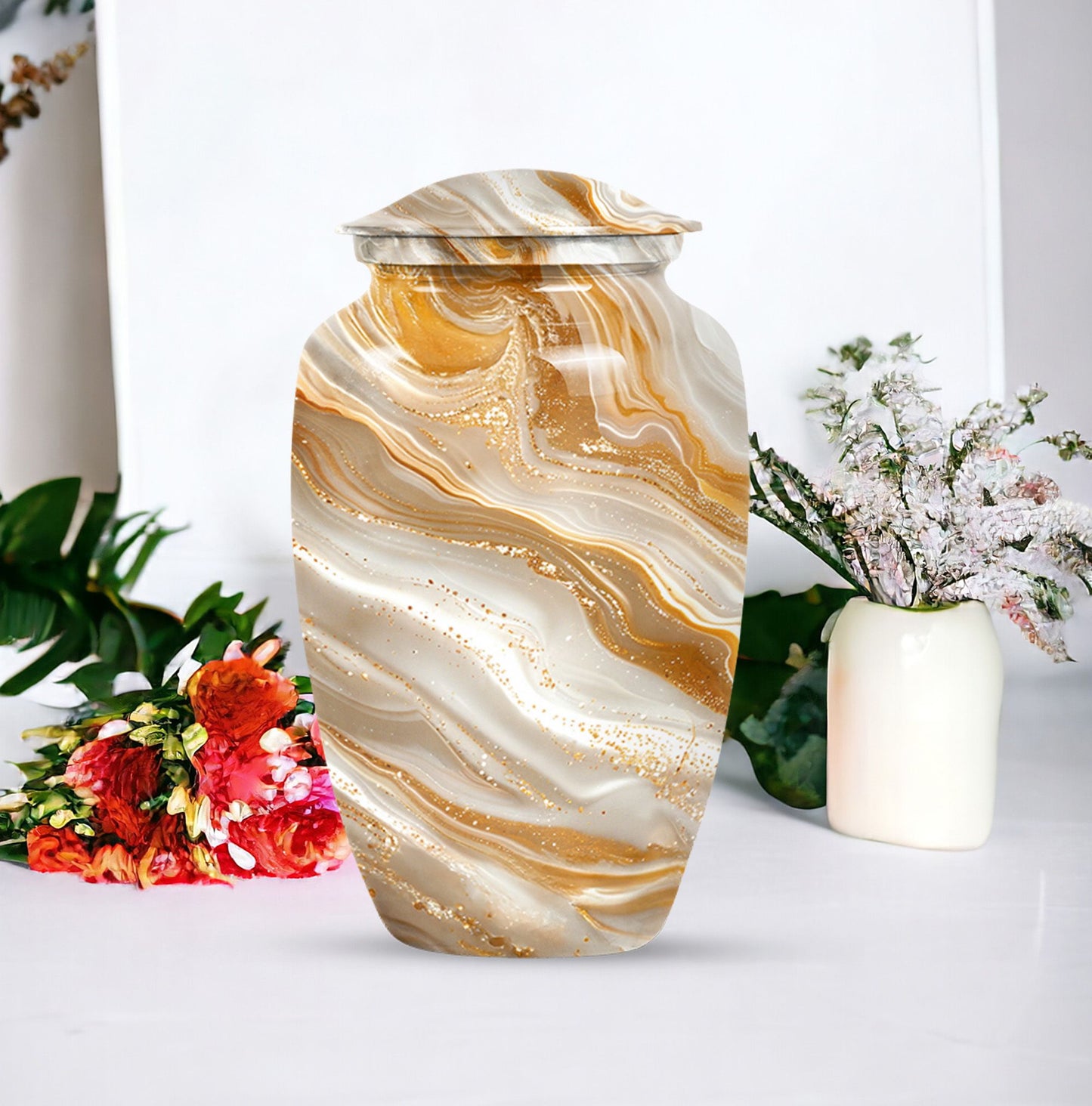Vibrant Swirl Urn, classic cremation urn for burial ashes