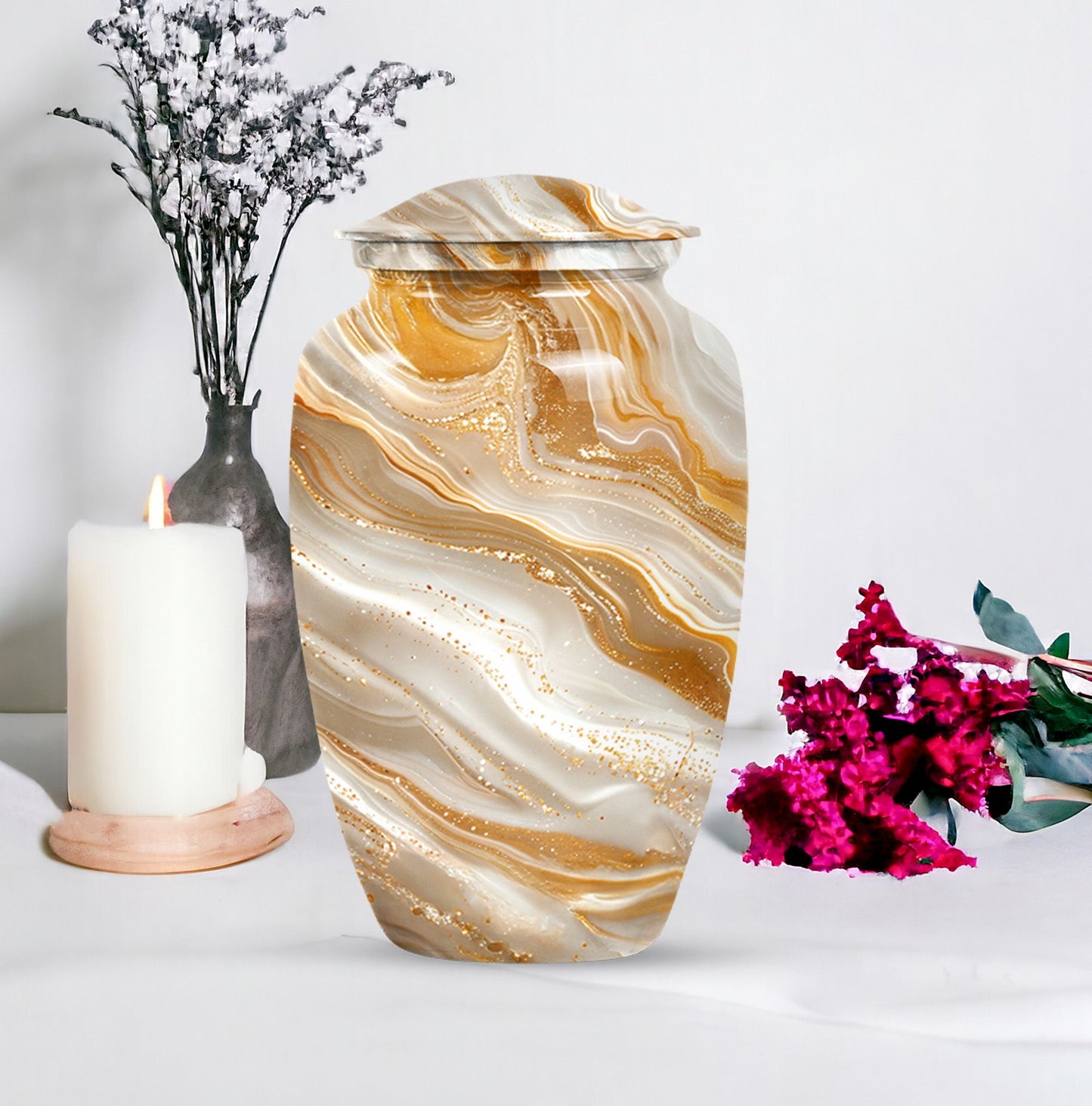 Vibrant Swirl Urn, classic cremation urn for burial ashes