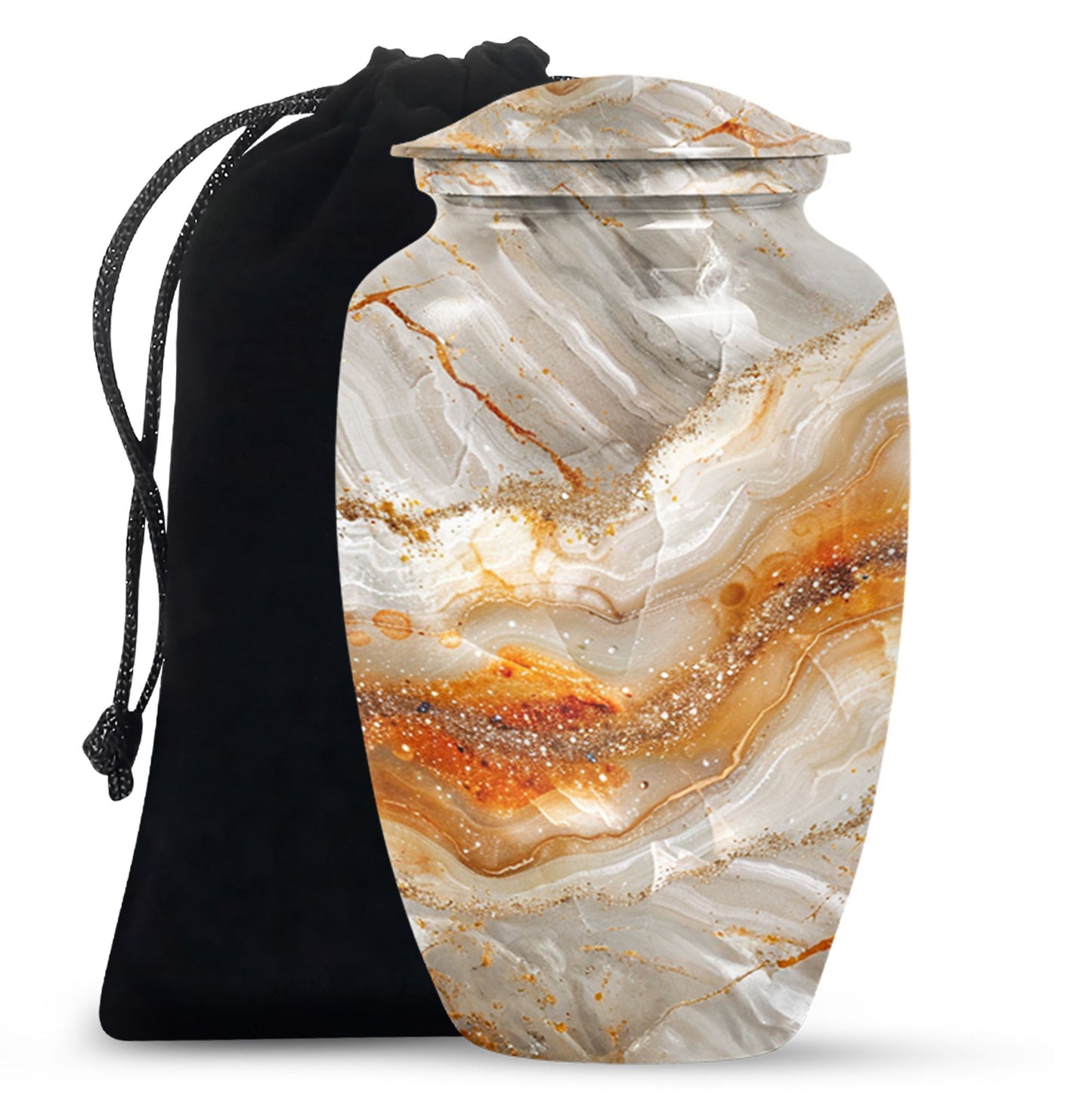 Vibrant Swirl Urn, classic memorial urn for human ashes