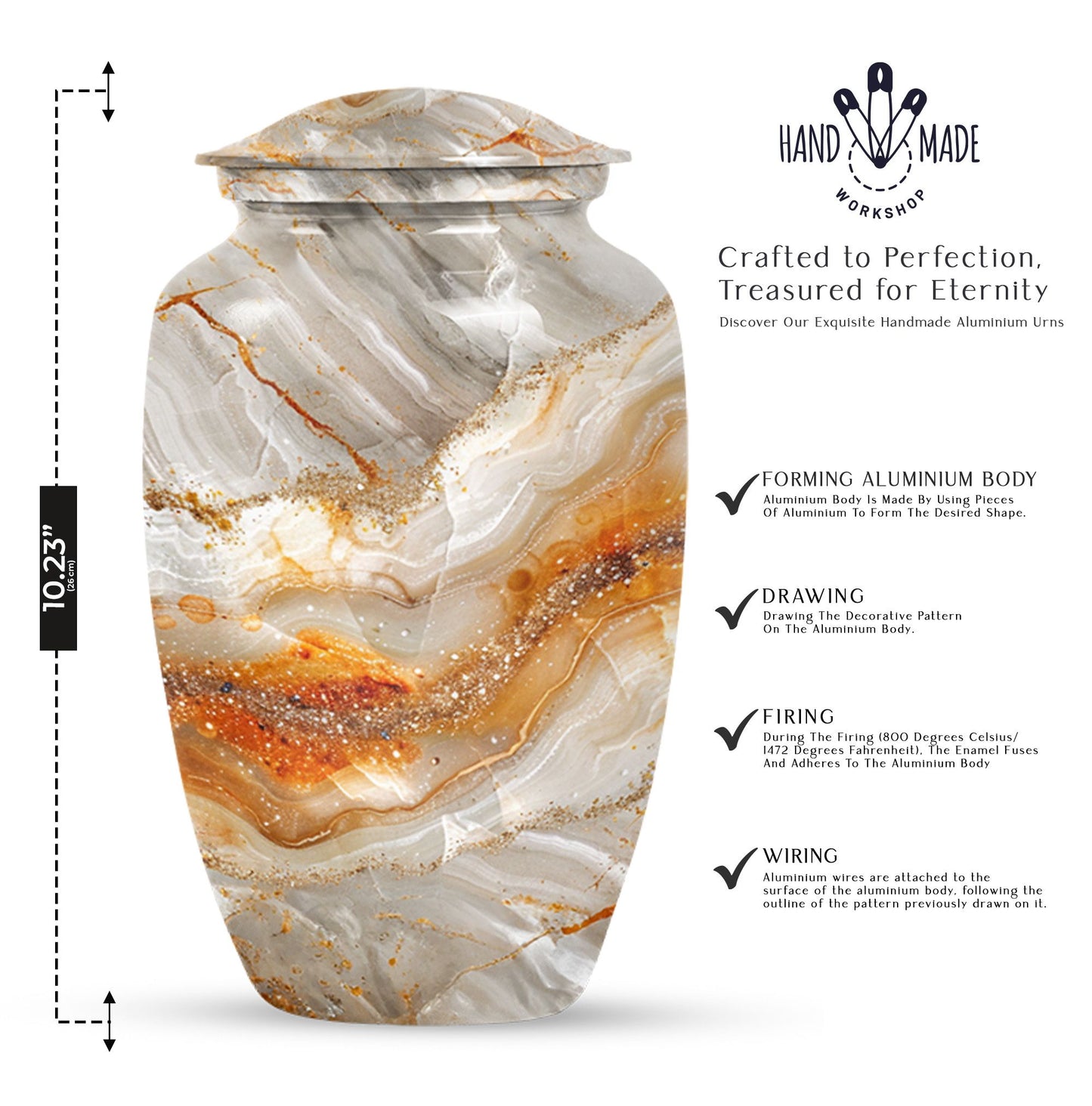 Vibrant Swirl Urn, classic memorial urn for human ashes
