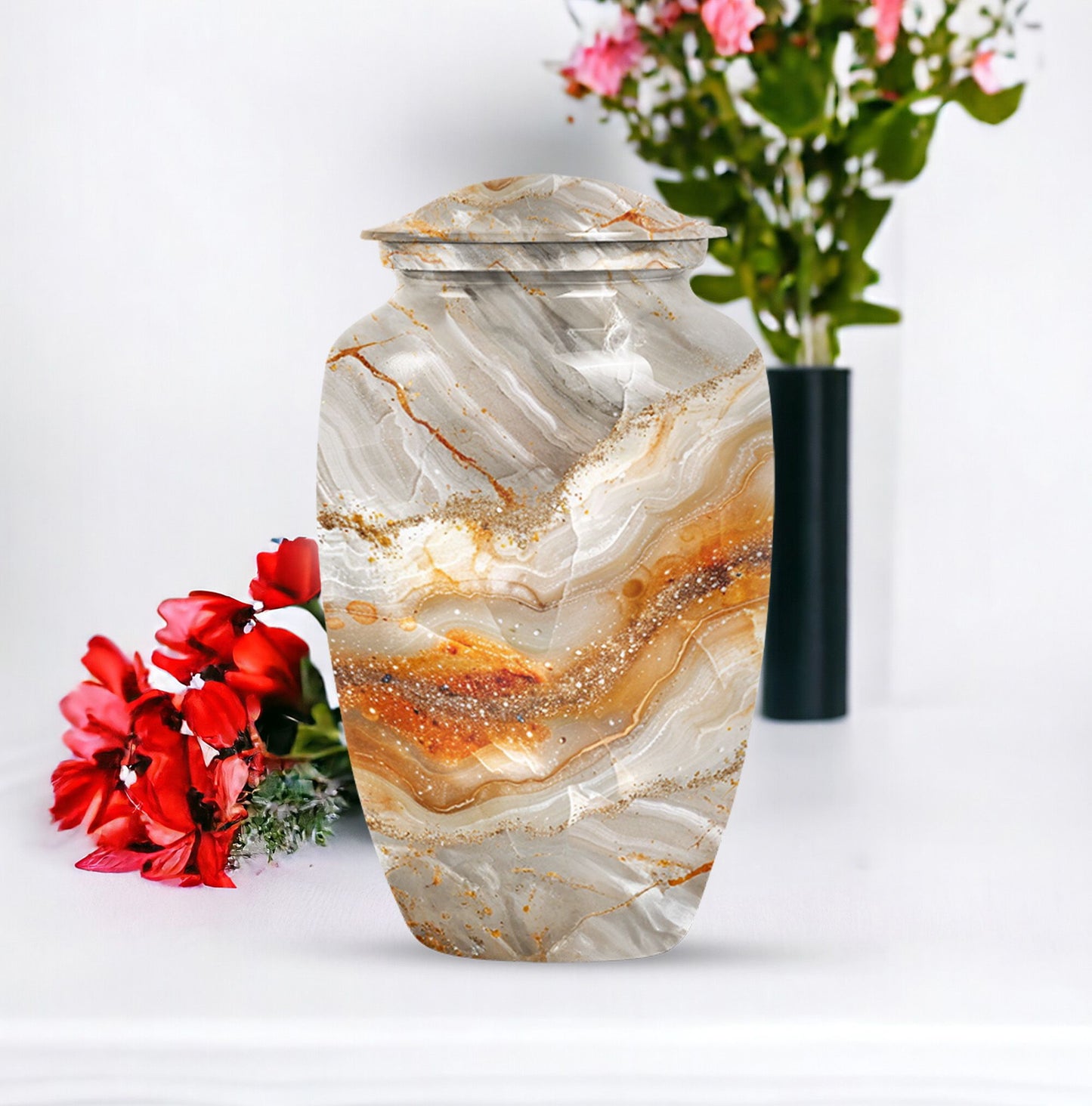Vibrant Swirl Urn, classic memorial urn for human ashes