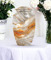 Vibrant Swirl Urn, classic memorial urn for human ashes