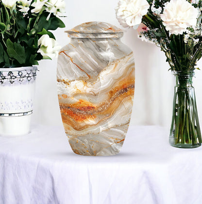 Vibrant Swirl Urn, classic memorial urn for human ashes