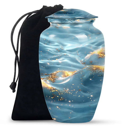 Blue Ocean Swirl Abstract Cremation Urn for Ashes - Urn For Adult Female Ashes