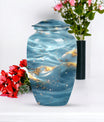Vibrant Swirl Urn, large abstract cremation urn.
