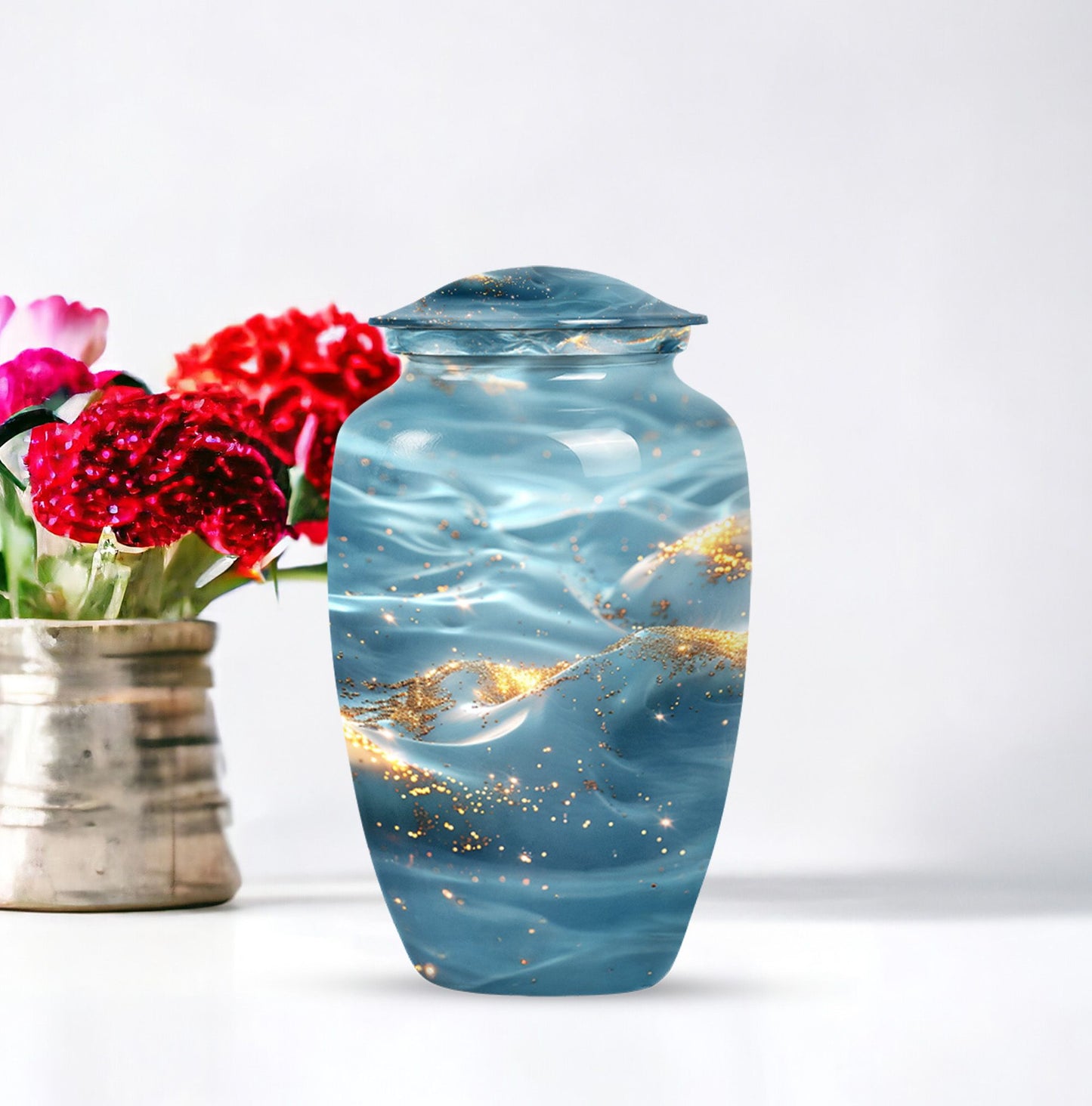 Vibrant Swirl Urn, large abstract cremation urn.