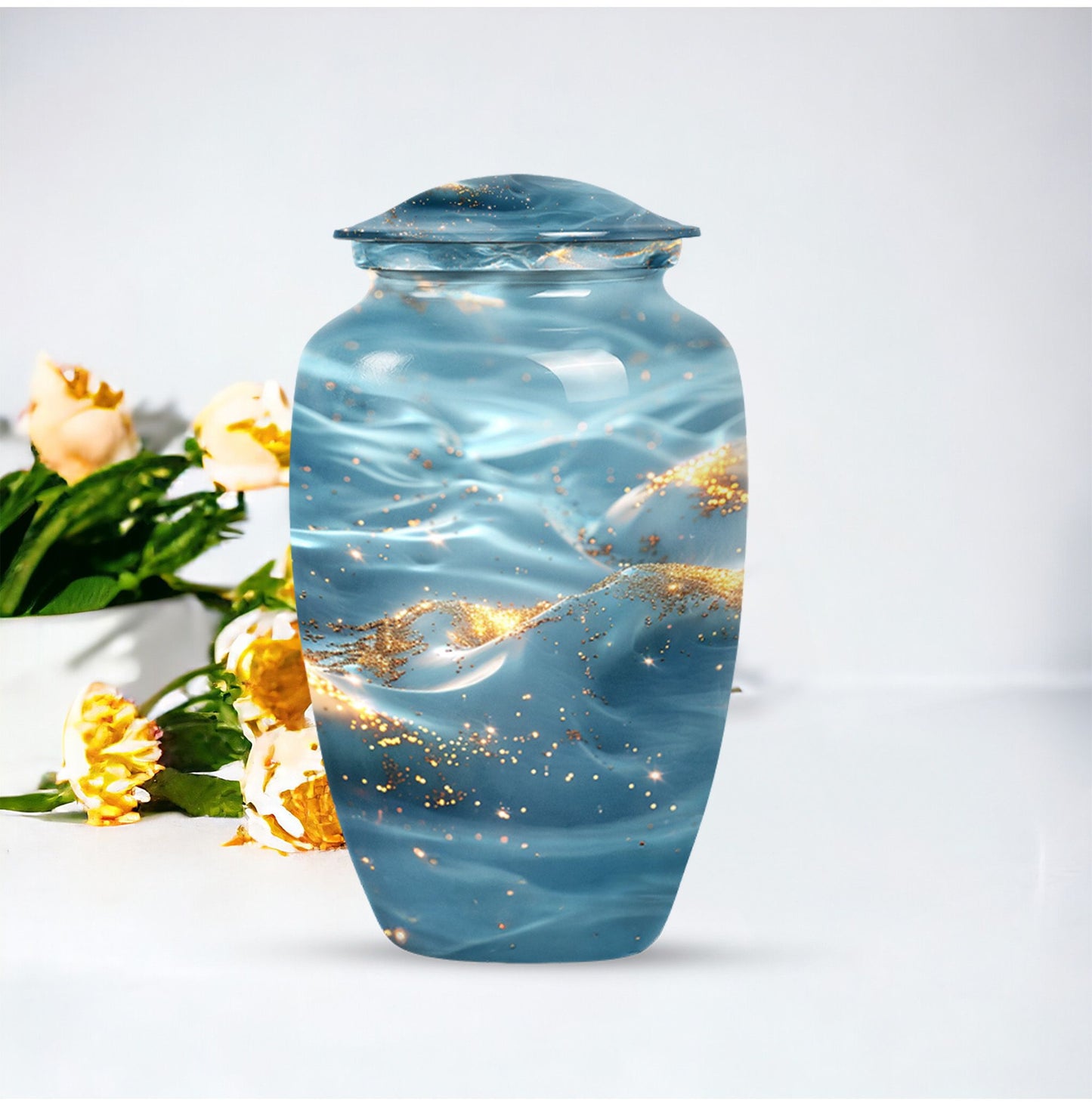 Vibrant Swirl Urn, large abstract cremation urn.
