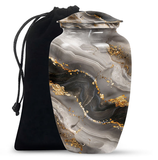 Vibrant Swirl Urn made of Aluminum, ideal for adult ashes.