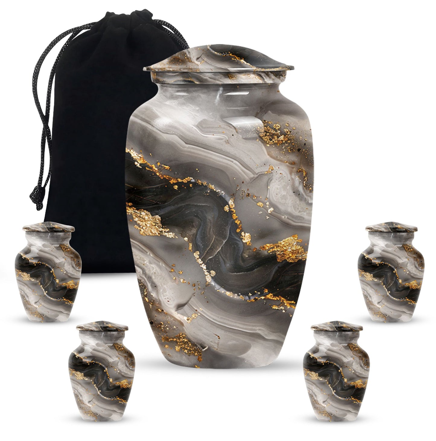 Vibrant Swirl Urn made of Aluminum, ideal for adult ashes.