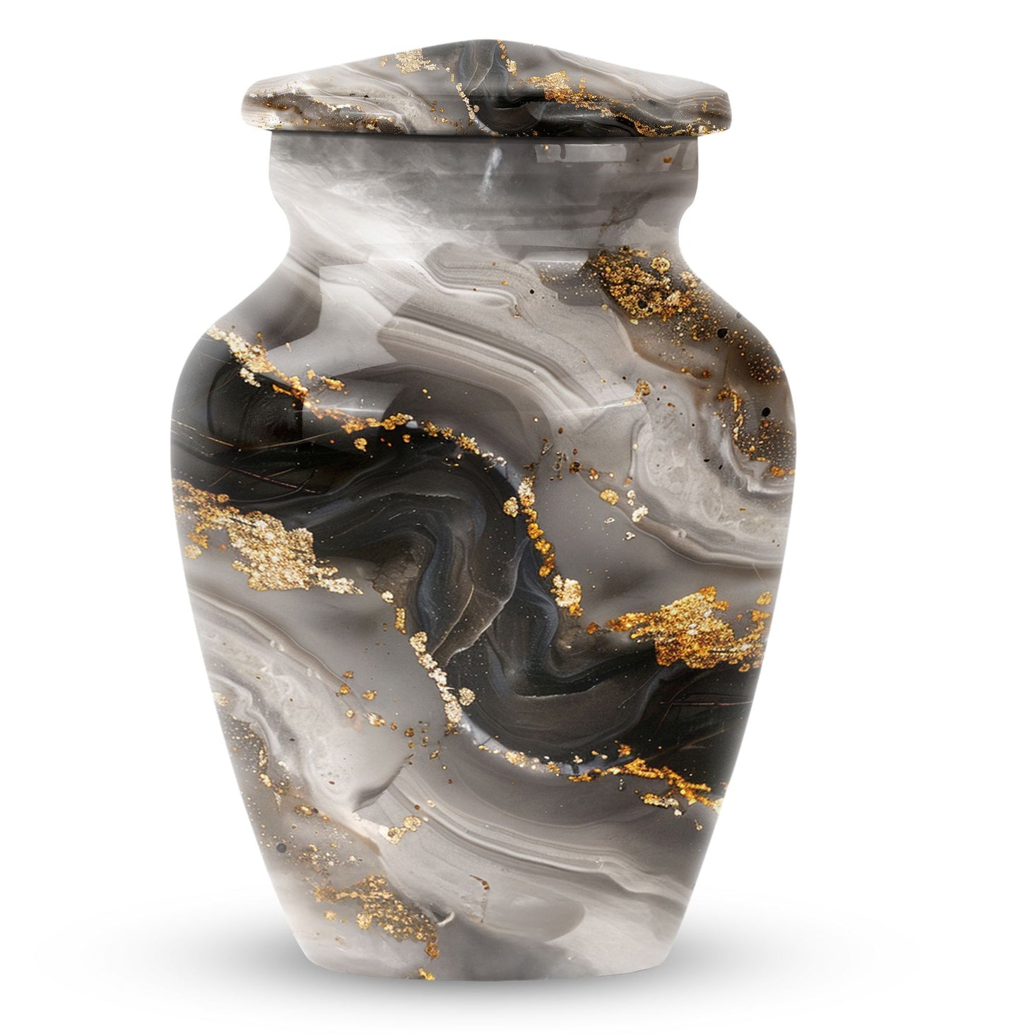 Vibrant Swirl Urn made of Aluminum, ideal for adult ashes.