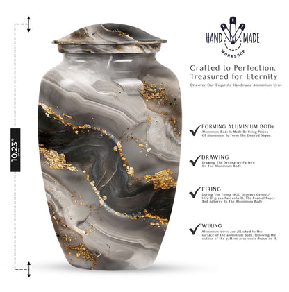 Vibrant Swirl Urn made of Aluminum, ideal for adult ashes.
