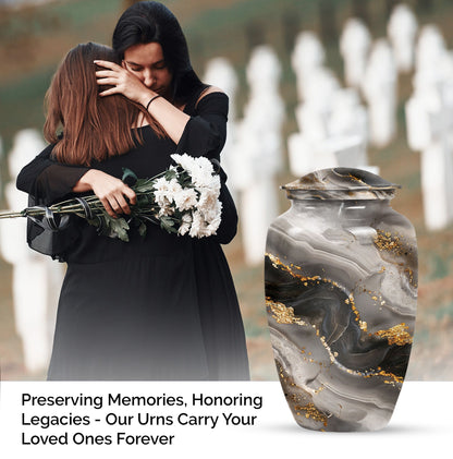 Vibrant Swirl Urn made of Aluminum, ideal for adult ashes.