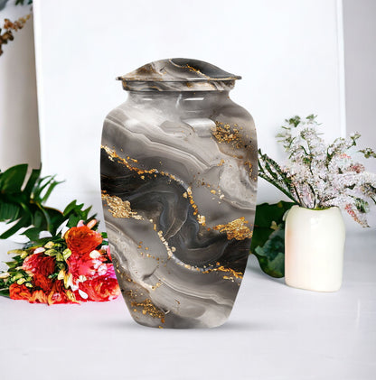 Vibrant Swirl Urn made of Aluminum, ideal for adult ashes.