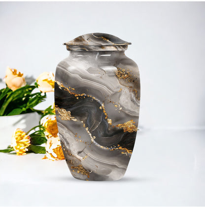 Vibrant Swirl Urn made of Aluminum, ideal for adult ashes.