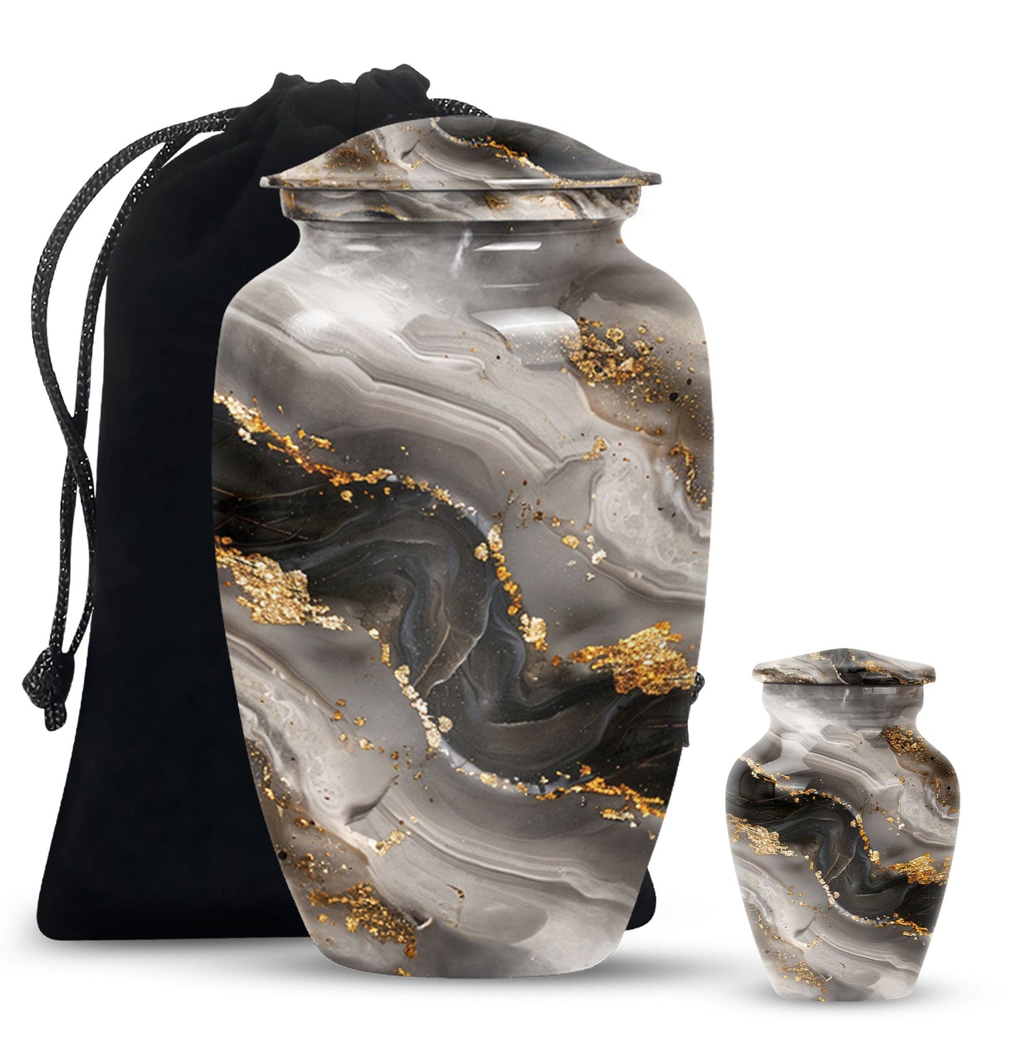 Vibrant Swirl Urn made of Aluminum, ideal for adult ashes.