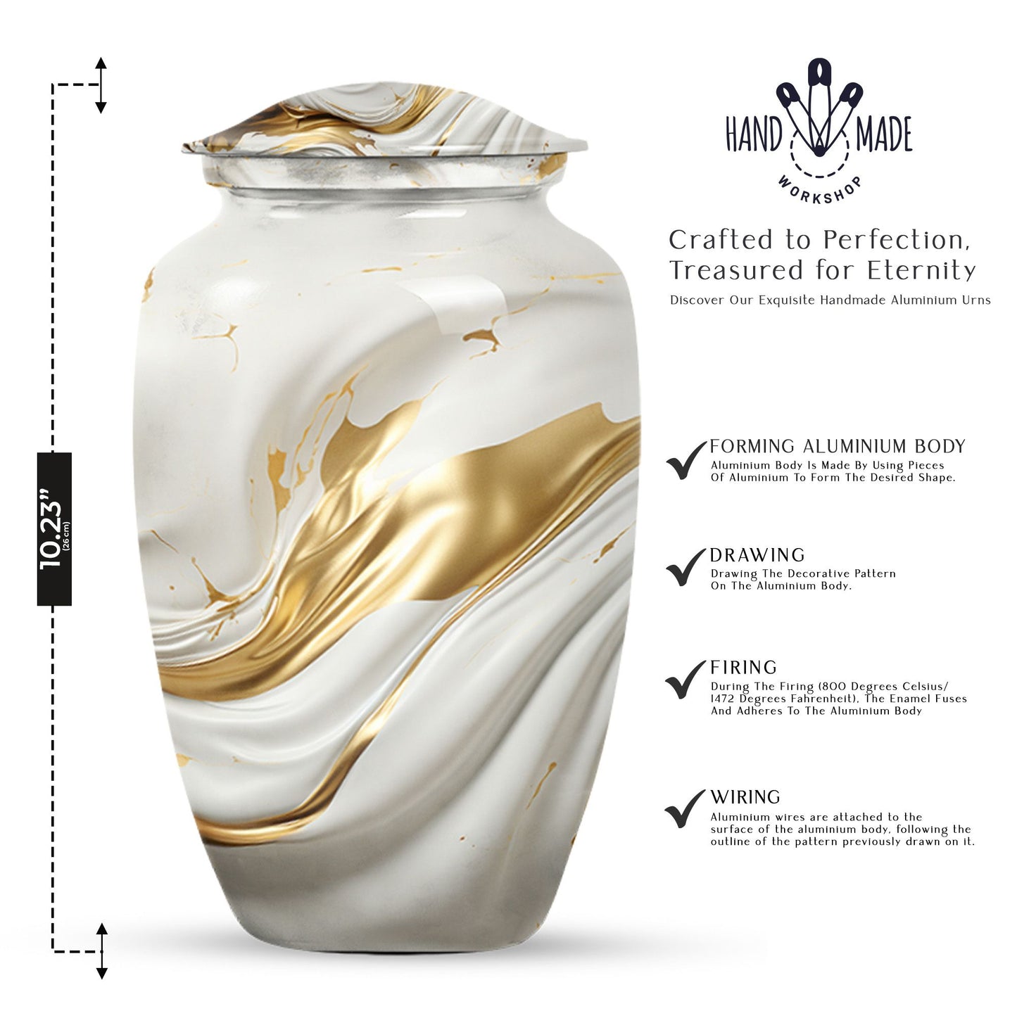 Vibrant Swirl 10-inch Aluminium Large Cremation Urn.