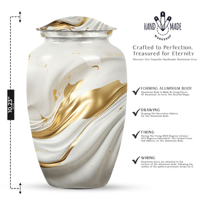 Vibrant Swirl 10-inch Aluminium Large Cremation Urn.
