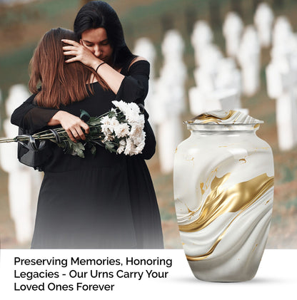Vibrant Swirl 10-inch Aluminium Large Cremation Urn.