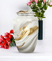 Vibrant Swirl 10-inch Aluminium Large Cremation Urn.